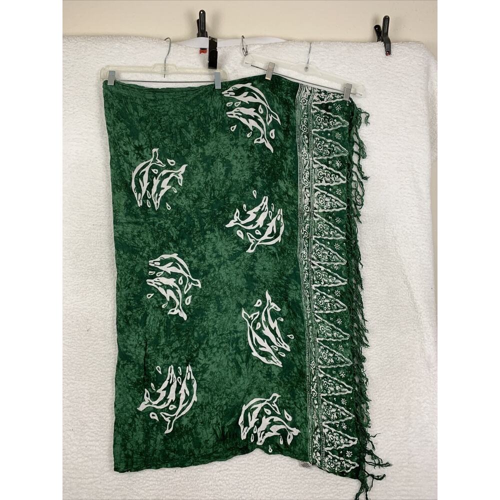 Blossom Free Size Green Dolphin Wrap Skirt Beach Cover Up Surf Ocean Vacation